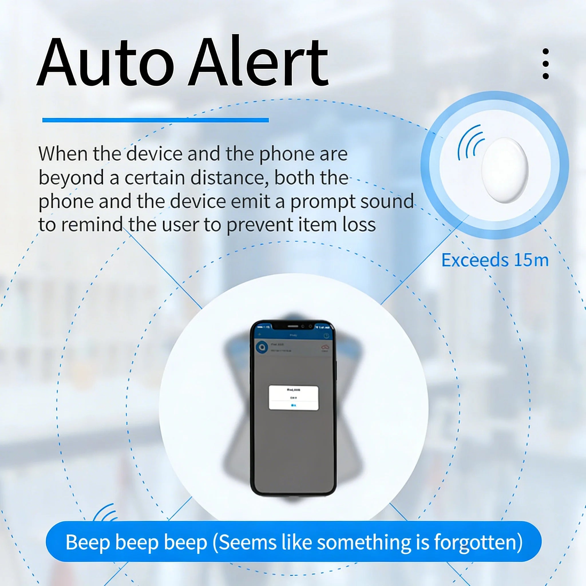 Smart Bluetooth GPS Anti-Lose Tracker Sound Locate Msg Reminder Alarm for Keys Wallets Pets Compatible iOS Android