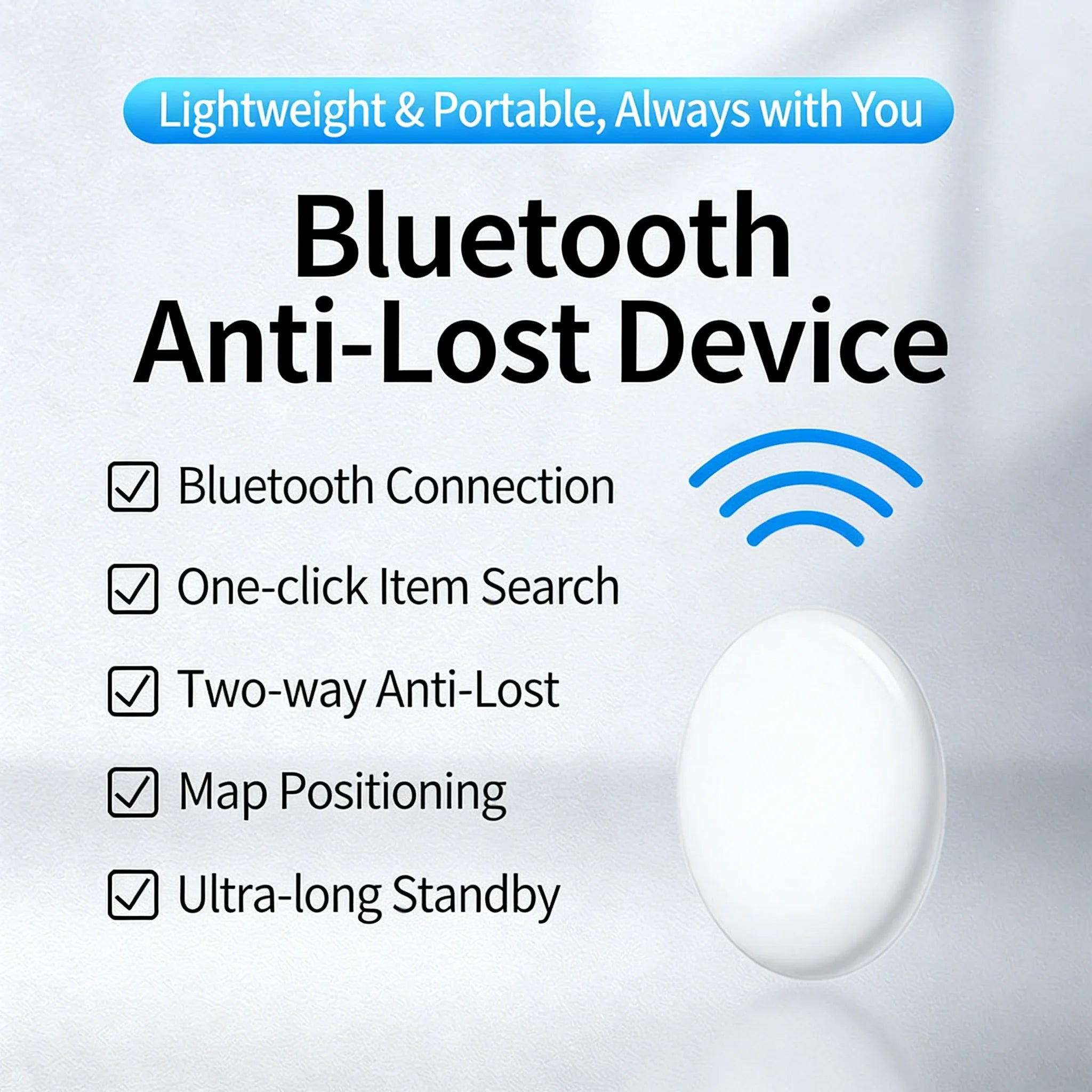 Smart Bluetooth GPS Anti-Lose Tracker Sound Locate Msg Reminder Alarm for Keys Wallets Pets Compatible iOS Android