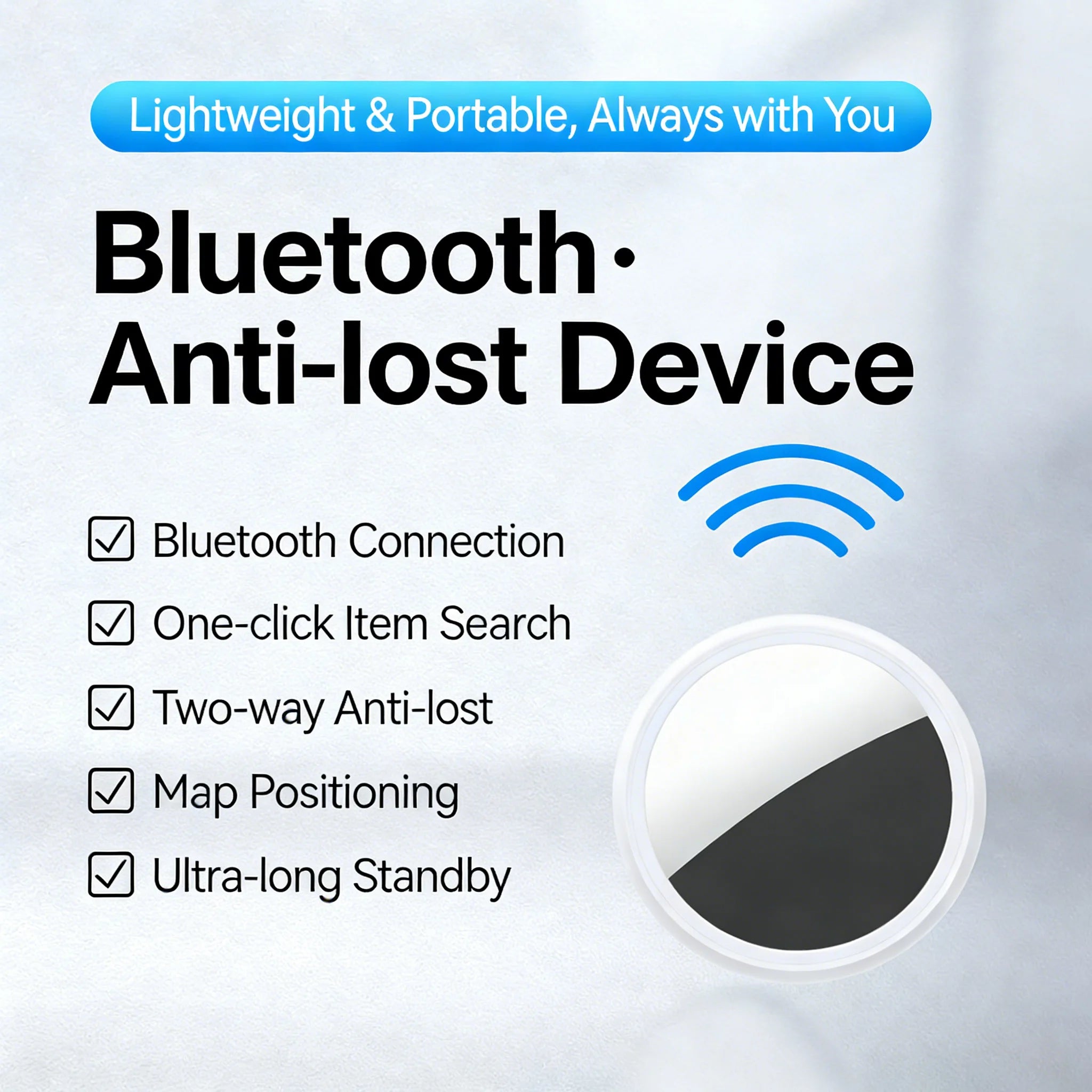 Smart Bluetooth GPS Anti-Lose Tracker Sound Locate Msg Reminder Alarm for Keys Wallets Pets Compatible iOS Android