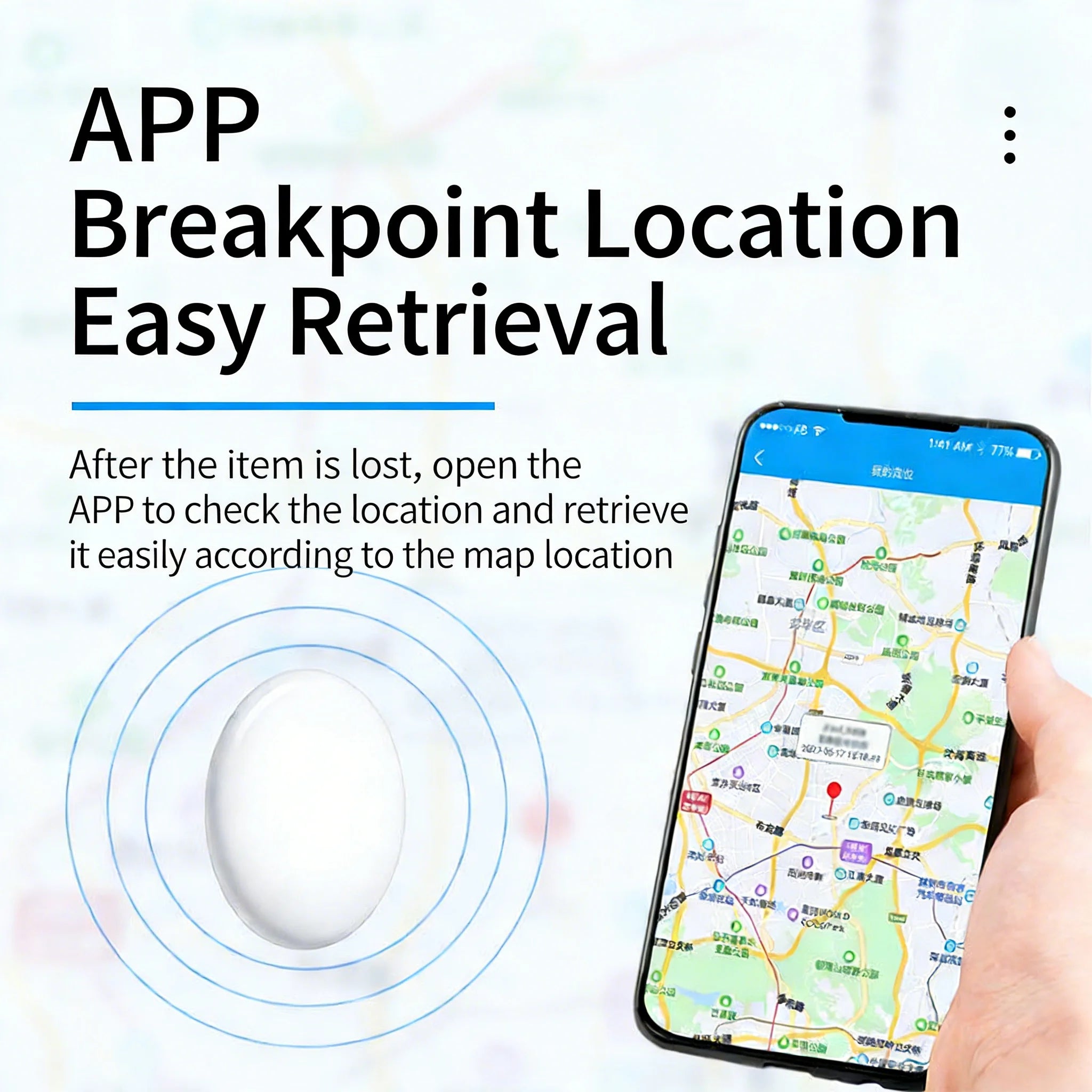 Smart Bluetooth GPS Anti-Lose Tracker Sound Locate Msg Reminder Alarm for Keys Wallets Pets Compatible iOS Android